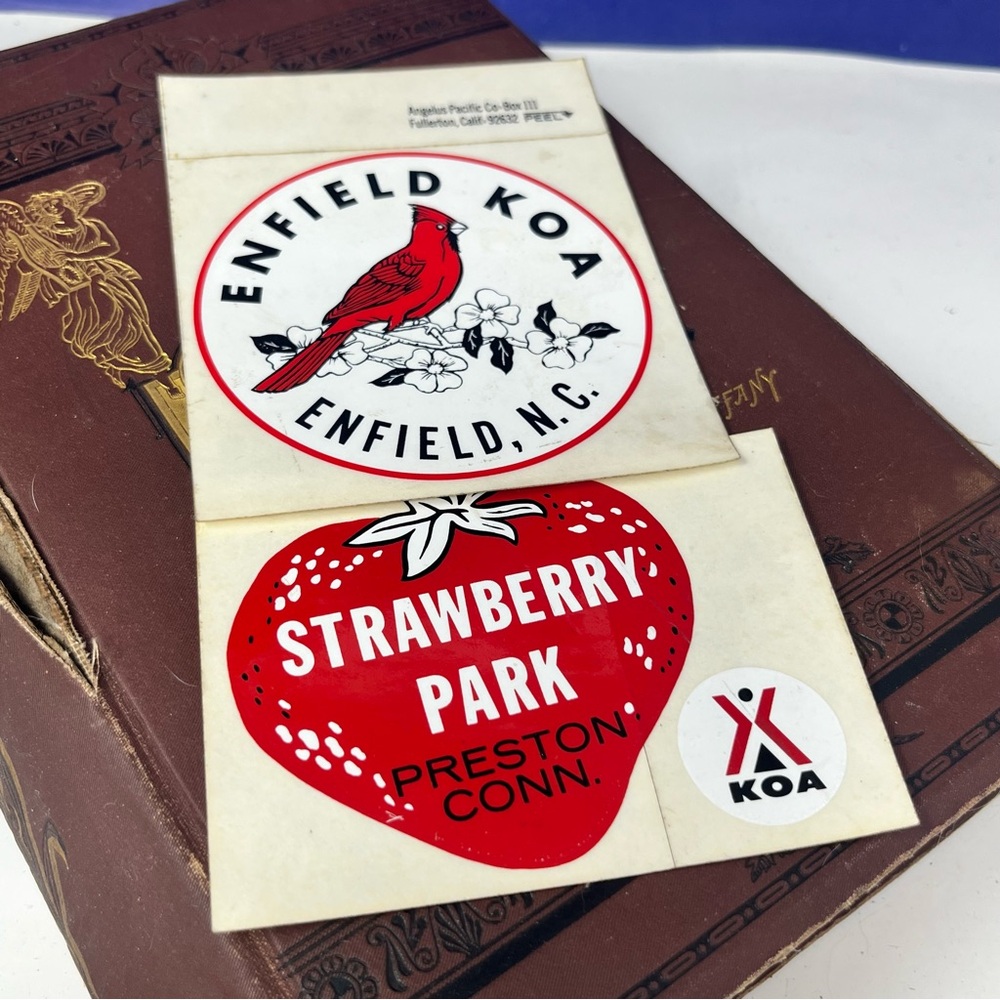 1980’s KOA and Strawberry Park Connecticut & Endfield N.C Decal Camping Stickers